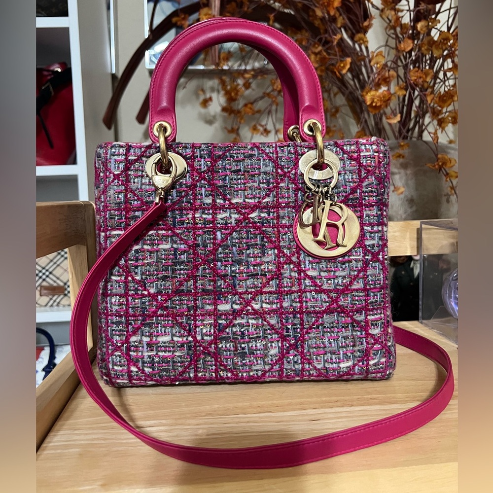 Lady Dior Medium Tweed Bag